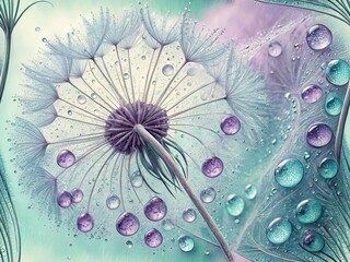 Dandelion Seed Dew Drops - Macro Photography