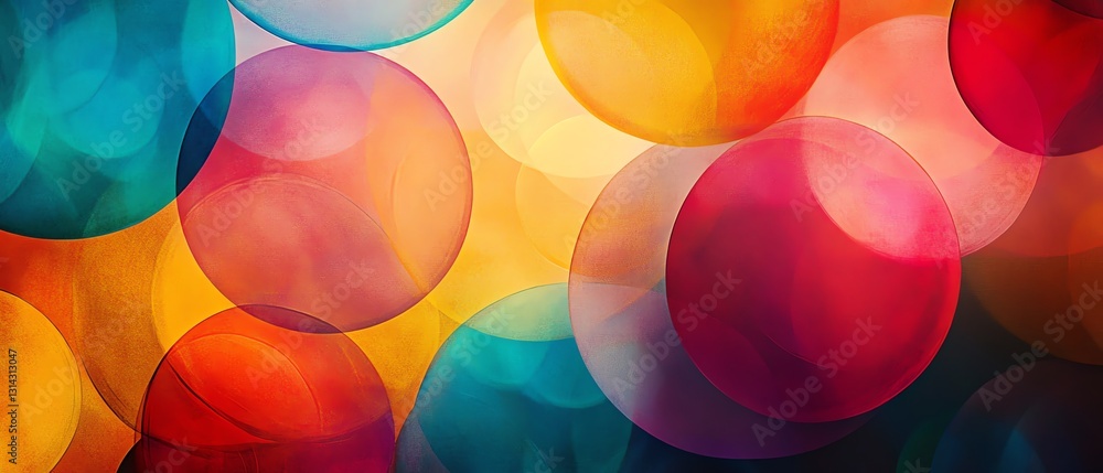 Poster An abstract, colorful design of circles connected by lines, creating an engaging and visually stimulating pattern filled with vibrant, energetic hues