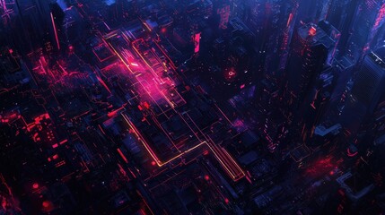 Obraz premium Futuristic Cityscape with Neon Lights Abstract