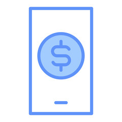 Phone Dollar Outline Blue Color Icon