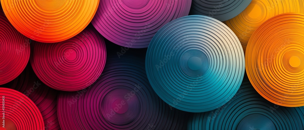 Poster An abstract pattern with vibrant circles linked by lines, forming a visually stunning and colorful design that emphasizes movement and connection