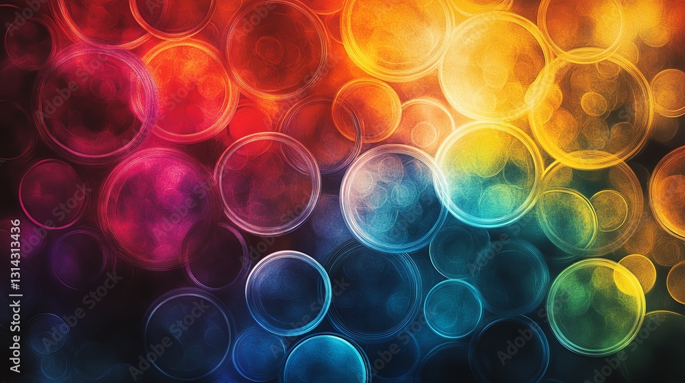 Poster An abstract design featuring colorful circles interconnected by lines, forming a captivating and intricate pattern with a blend of vivid colors