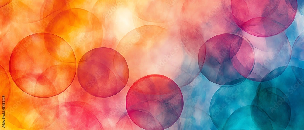 Aufkleber An abstract pattern with vibrant circles linked by lines, forming a visually stunning and colorful design that emphasizes movement and connection