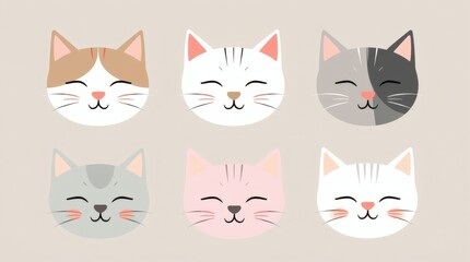 Obraz premium a collection of adorable cartoon cats with different colors and patterns