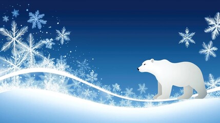 Polar Bear in Winter Wonderland Illustration