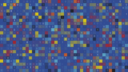 Background Abstract Pixel Dark Blue Binary Numbers Pattern