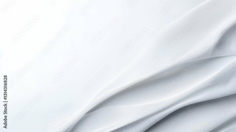 Poster flowing white fabric texture background abstract minimalist design with soft smooth waves and bright