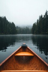 Fototapeta premium Calm canoe, misty forest