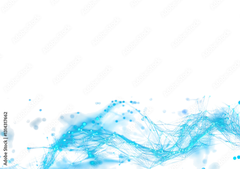 Wall mural png geometric network grid with polygon connection in a digital mesh structure, featuring nodes and 