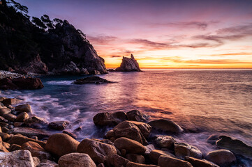 Amazing sunrise on the coastline