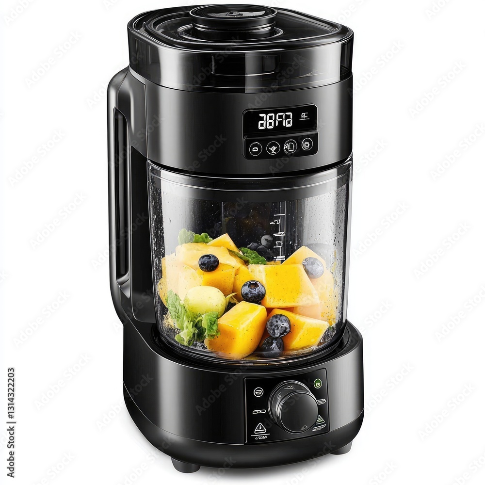 Poster a high-speed professional blender with a sturdy base, ideal for making smoothies.