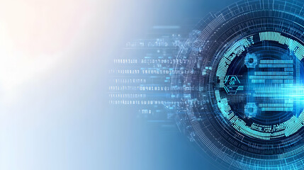 Futuristic Digital Data Network Technology Visualization With Circular Binary Code Display In Abstract Cyberspace Background
