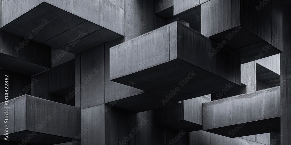 Poster exploring the intricate beauty of reinforced concrete architecture in urban design generative ai