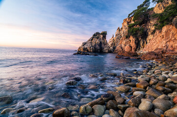 Sunrise on the coastline of the Mediterranean Sea
