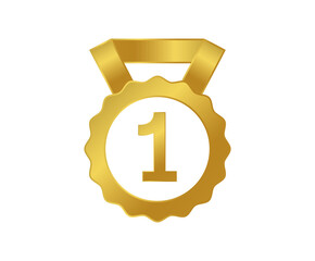 Golden medal with number 1.
