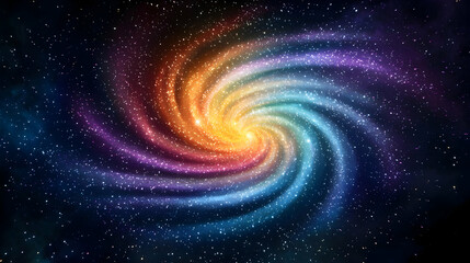 Obraz premium A Swirling Vivid Multicolored Spiral Galaxy in the Vast Expanse of Deep Space