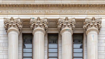 Obraz premium Ornate Architectural Columns with Intricate Details on Historical Building Facade