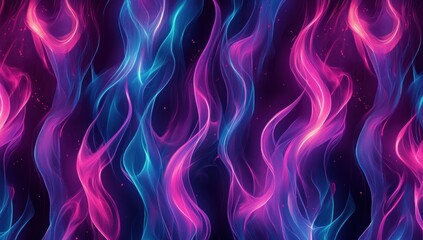 Abstract pink and blue flames on black background.