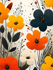 Vibrant floral art print