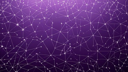 Intricate network of lines and dots on purple background