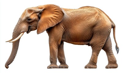 Obraz premium Profile of a Large African Elephant on White Background