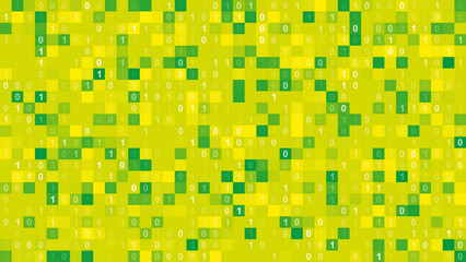 Background Pixel Abstract Yellow and Green Binary Numbers Code 