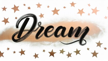 붓터치로 표현된 DREAM 손글씨가 별과 어우러져 몽환적인 분위기를 나타낸다