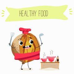 Bael fruit cute funny cheerful characters with different poses and emotions, wood apple whole and sliced. Vector hand drawn illistration.