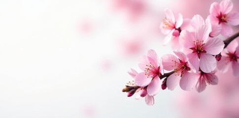 Obraz premium Delicate pink cherry blossoms, pristine white background, nature photography, design