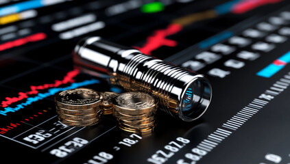 a stock market screen with numbers and graphs on the right side, close-up.