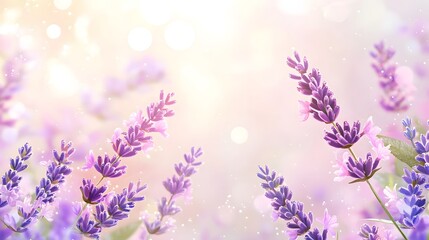 Obraz premium Soft Lavender Floral Gradient with Dreamy Glowing Bokeh Lights for Elegant Branding Design