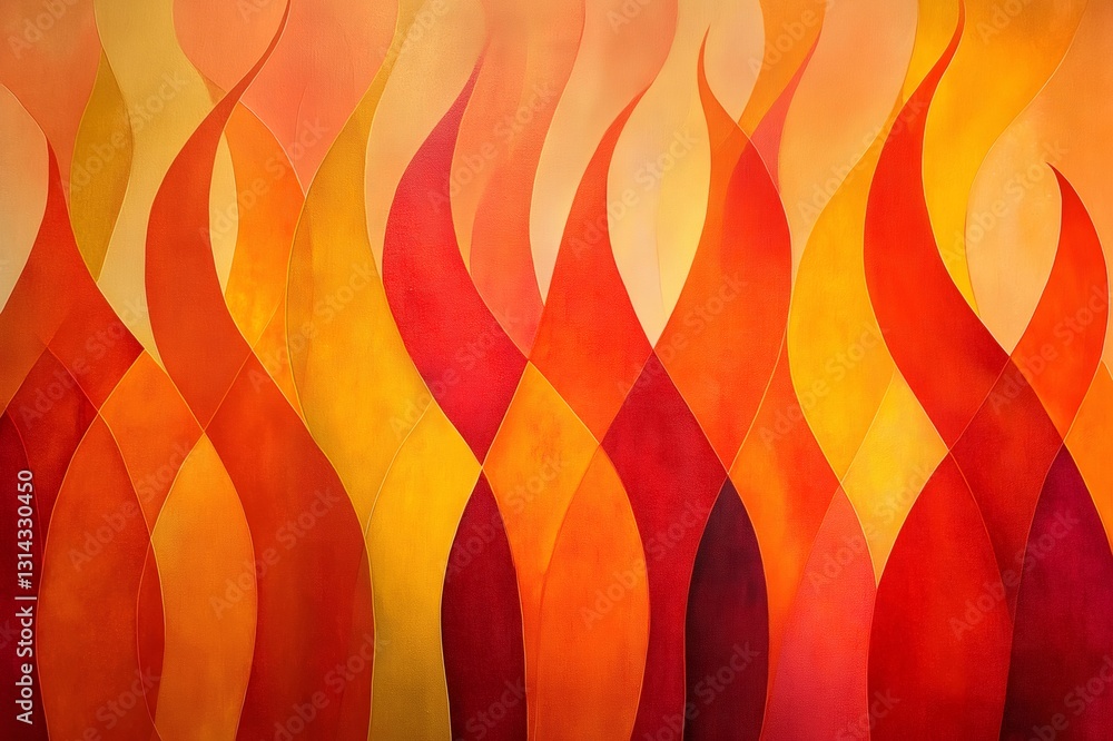 Aufkleber dynamic abstract artwork featuring flame like patterns in vivid reds, oranges, and yellows, creating