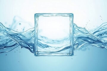 Water splash forms a square shape in clear liquid