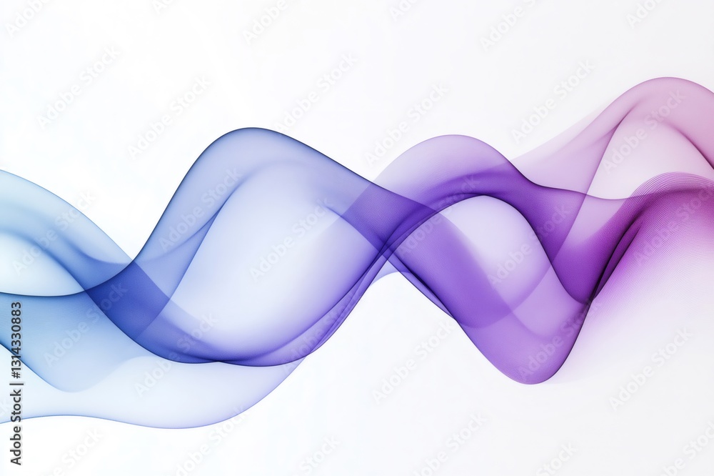 Poster abstract digital artwork showcasing flowing wave patterns in soft blue and purple hues, creating a s