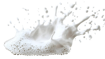 White foam splashing and pouring with transparent background