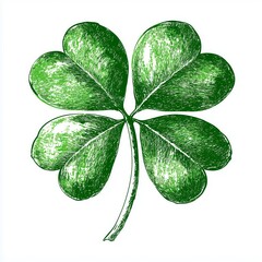 Four leaf clover symbol representing luck and fortune on a white background on white background