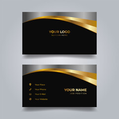 Fototapeta premium Elegant gold-silver business card design template