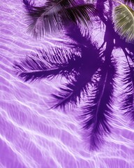 Palm Frond Shadow on Purple Pool Water