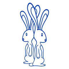 2 Rabbits Are Watching Team Friends Crew Brothers Design Lover Art Vector Illustration Card T-Shirt Poster Sticker Graphic Print Decorative Drawing Isolated Logo Decoration Symbol Creative Cool Style
