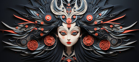 quilling paper angel demon family, ai generative