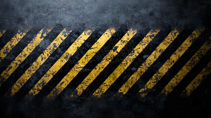 Grunge Dark Background With Diagonal Yellow And Black Warning Stripes On Rough Textured Surface Industrial Safety Hazard Caution Theme