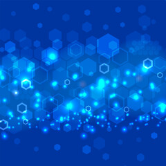 Vector Digital Technology Backdrop. Design for Science, Medicine. Blue Hexagon Business Card. Medical Research or Tech Innovation. Online Webinar Presentation Event.