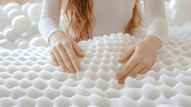 Hand Pressing into Soft Memory Foam Cushion for Relaxing Visual ASMR Experience