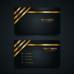 Elegant gold-striped black business cards design