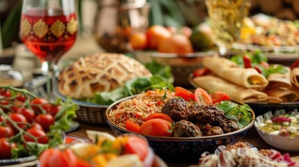 Obraz premium buffet style food in ramazan iftar