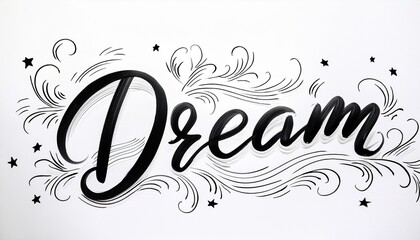 붓터치로 표현된 DREAM 손글씨가 별과 어우러져 몽환적인 분위기를 나타낸다