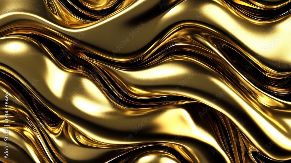 Poster shimmering golden waves flowing smoothly, creating an elegant and luxurious background texture