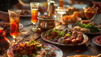 Fototapeta premium table setting for a dinner iftar ramadan