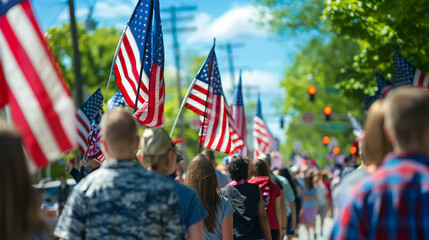 Patriotism on Display: Memorial Day Parade Marchers in Action