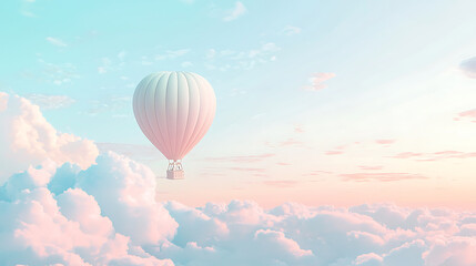 Fototapeta premium Hot air balloon floating in pastel sky